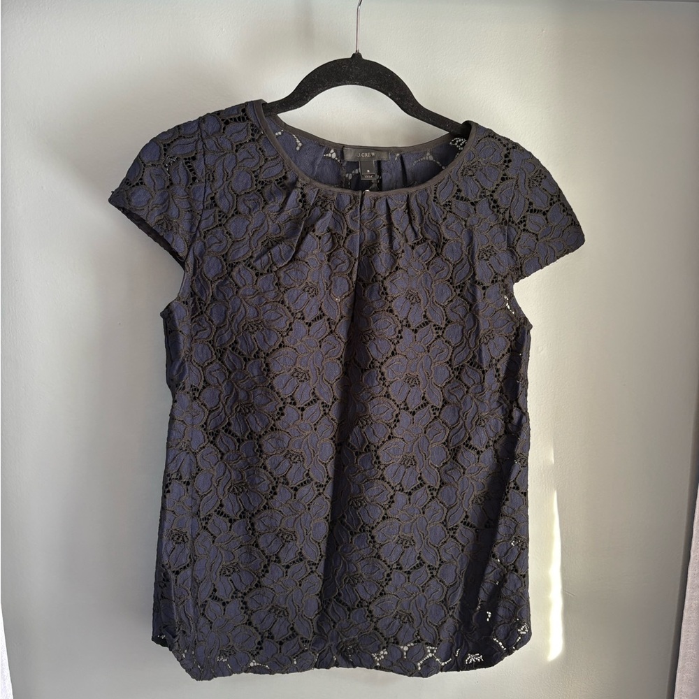 J Crew Navy Lace Blouse
